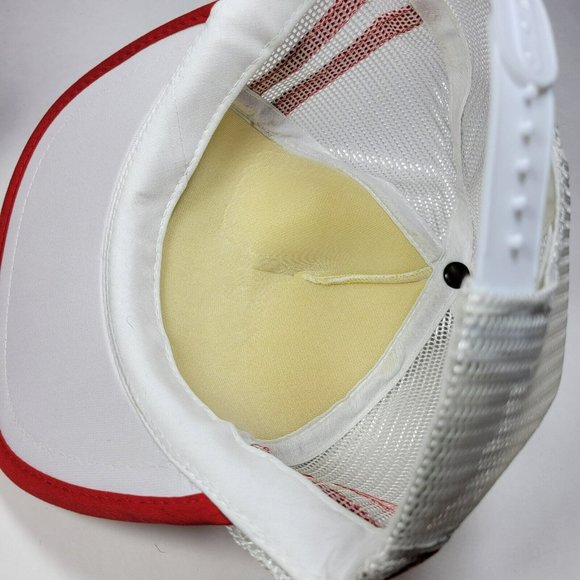 Vintage YoungAn LAS VEGAS Snap Back Mesh Trucker Hat Cap 3-Stripe White / Red - Picture 9 of 10